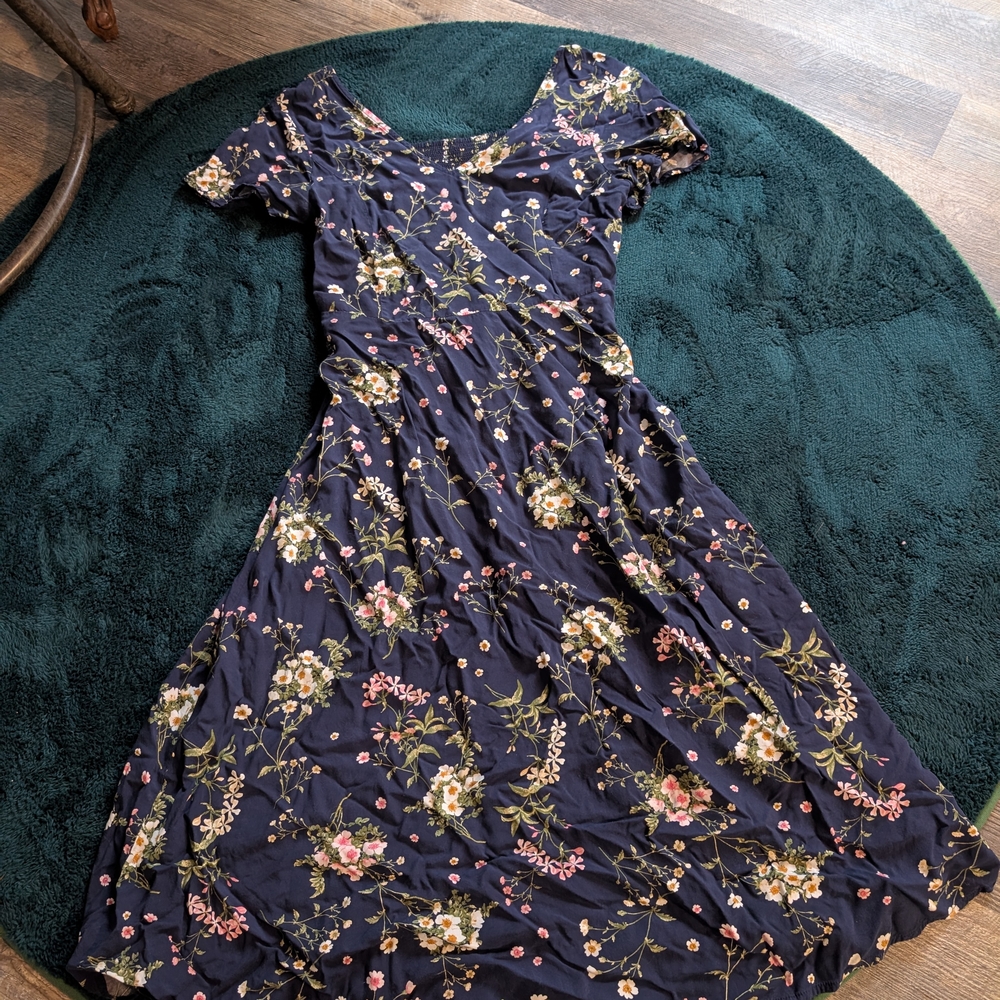 Old Navy Pink and Yellow Flutter Sleeve Sundress